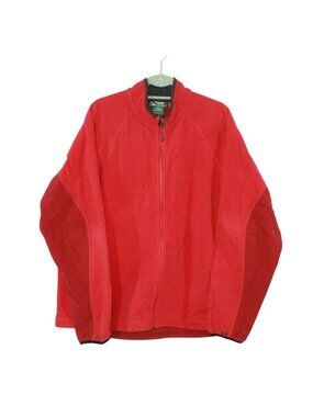 LL Bean Red Polartec Fleece Jacket Full Zip Outdoor Casual Lightweight XXL